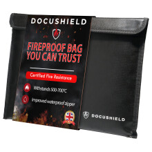 DocuShield Fireproof & Water Resistant Document Bag | Protective Wallet for A4 Documents & Money Storage | Fire and Water Damage Protection