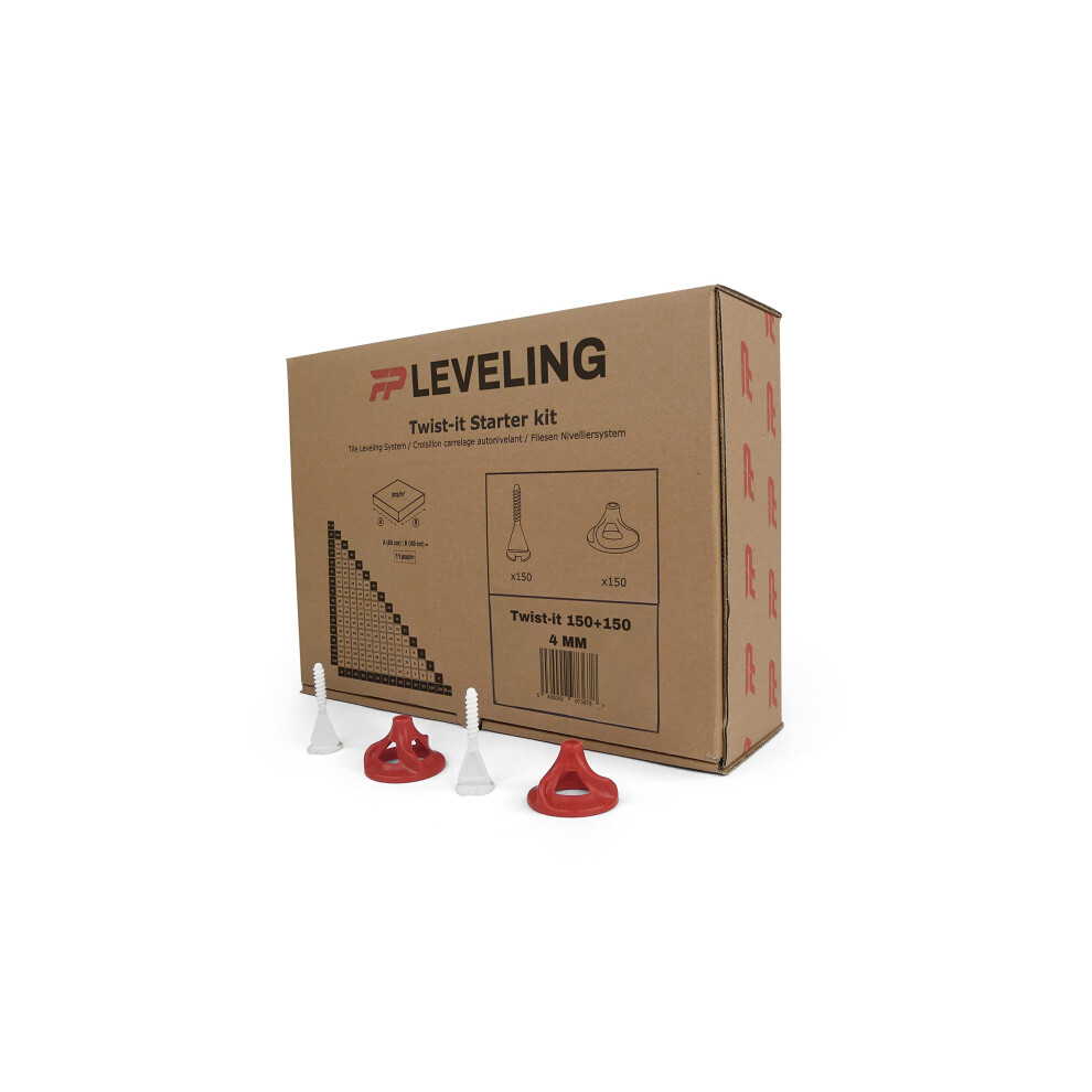 Flat-Pro Twist-It Tile Levelling System Â 4 Mm Starter Kit Â 150 Screw Clips + 150 Reusable Twisters Â For 3Â20 Mm Tile Thickness 5051226564468
