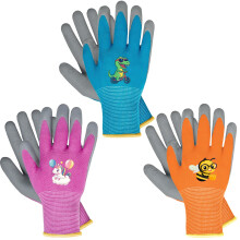 BIOECEUA 3 Pairs Kids Gardening Gloves for Age 3-5, Children Rubber Coated Garden Work Gloves, Grippy Breathable Yard Work Fit Toddler Boys Girls