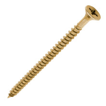 TIMCO Solo Chipboard & Woodscrews - Gold - 5.0 x 80 - Box of 200 - A Single Thread woodscrew mainly Used in Various Types of Timber and Man-Made
