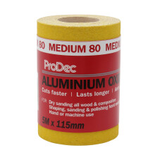 ProDec 5m Roll 80 Grit Medium Grade Yellow Aluminium Oxide Abrasive Sanding Paper for Sanding Wood, Paint, Plaster, Filler, Metal and More