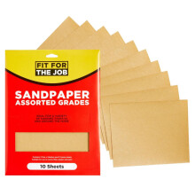 Fit For The Job 10 Large A4 Size Sheets Sandpaper Assorted Grades for Sanding Wood,Furniture,Metal,Plaster For Home Improvement, Decorating & More