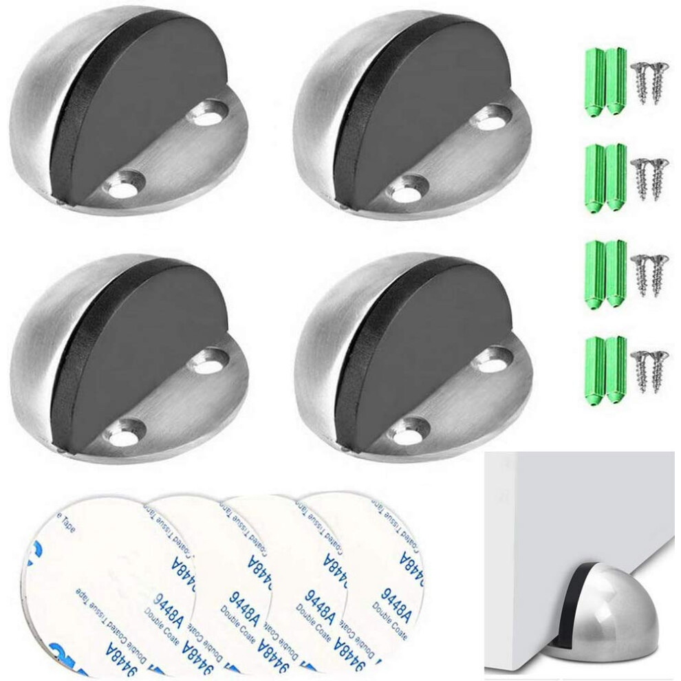 Nuoshen 4 Pieces Stainless Steel Floor Door Stopper, Oval Floor Mounted Half Moon Door Stop With Screws And Glues 1353580692042