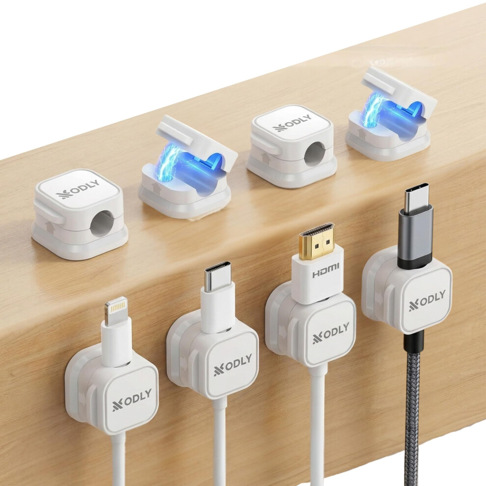 Magnetic Cable Clips 8 Pack - Self Adhesive Cord Organizers For Desk Â Strong Cable Management Clips For Usb, Charger, Hdmi, Power & Laptop Wires 5051226583216