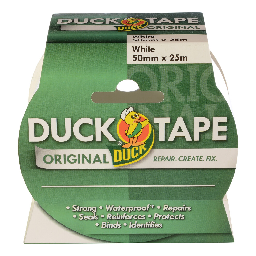 Duck Tape Original White, 50Mm X 25M. The Original High Strength Waterproof Gaffer And Duct Adhesive Cloth Repair Tape 5051226584428