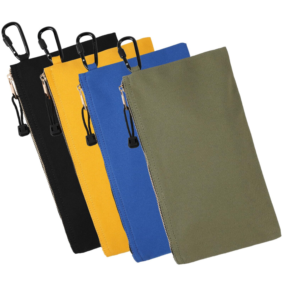 Tool Pouch,Canvas Zipper Small Tool Bags Heavy Duty Sturdy Utility Organisers Bags With Tough Metal Carabiner(4Pcs,18 X 30Cm) 5051226559471