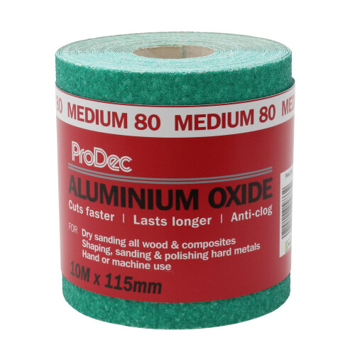 ProDec 10m Roll 80 Grit Green Aluminium Oxide Abrasive Sanding Paper