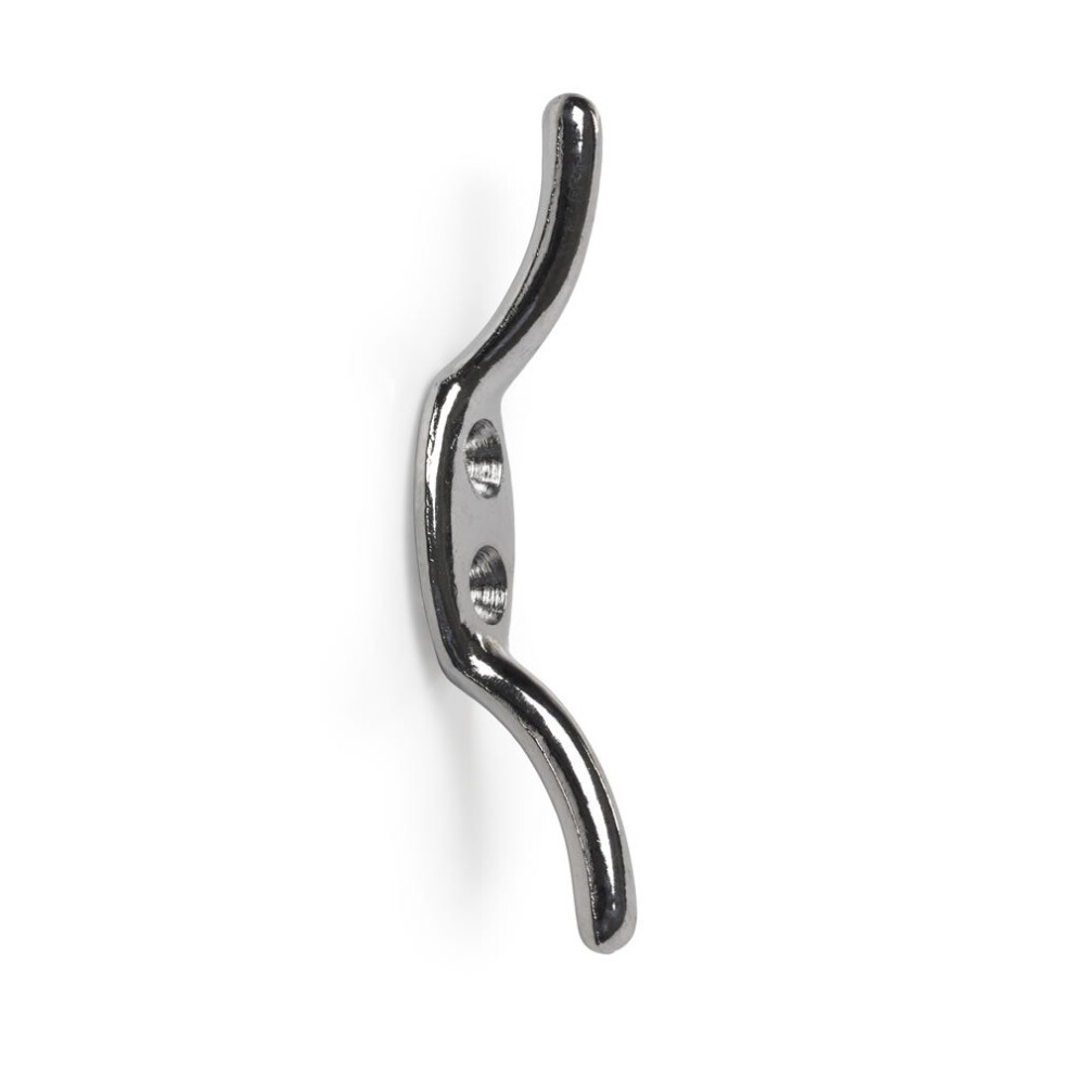 Merriway Bh01585 (2 Pcs) Cleat Hooks, 75Mm (3 Inch) Polished Chrome - Pack Of 2 Pieces 5051226628559