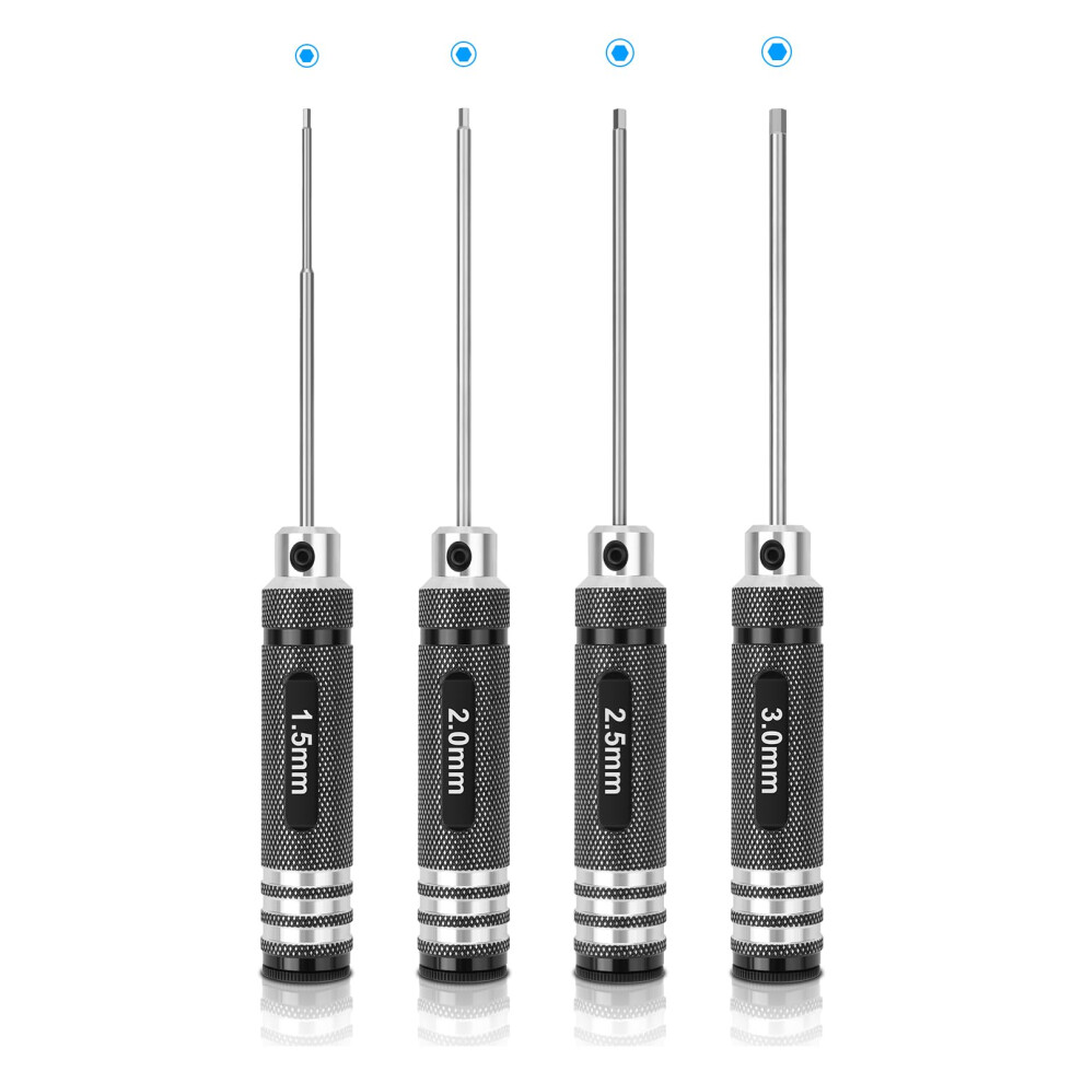 Gruiqrd 4Pcs Hex Screw Driver, Rc Tools Kit Set, Hex Screwdriver Set (1.5Mm 2Mm 2.5Mm 3.0Mm) For Rc Car Boat Quadcopter Helicopter Multirotors Models 5051226571985