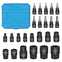 CRV Torx Bit Socket Set - 24PCS: 10pcs Star Socket Bits (T8-T40) & 14pcs Female E-Torx Sockets (E4-E24) 1/4" 3/8" 1/2" | Enhanced Mini Storage Case
