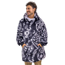 The Big Softy Oversized Blanket Hoodie Men - Football Graphic Print Black Oversized Hoodie, Soft Sherpa Warm Hooded Blanket, Football Gifts for Men