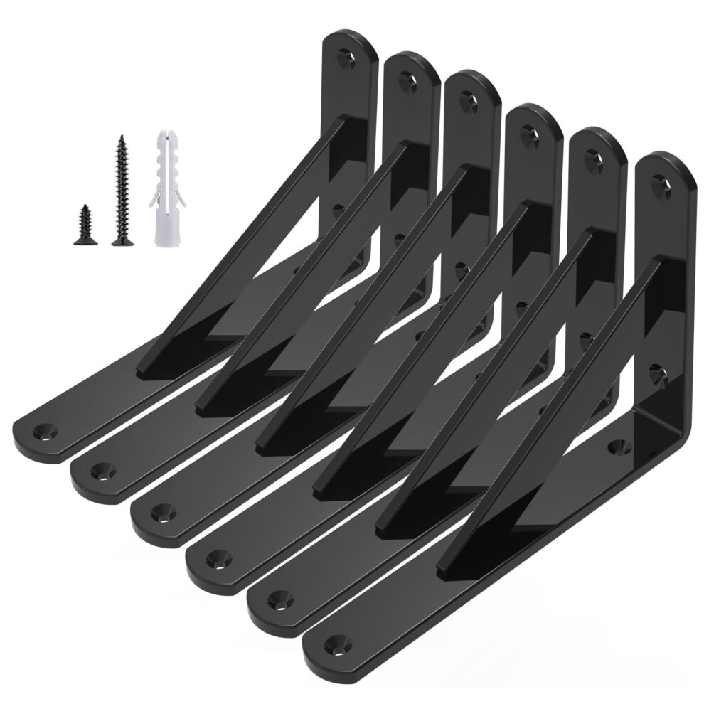 300 Mm Shelf Brackets Heavy Duty Shelf Bracket 300 X 200 Mm Metal Shelf Bracket Triangular Shelf Supports With Hardware For Wall Shelving, Black 5051226567131