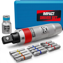 Arwealxs 13 Piece 1/2" Drive Manual Impact Driver, Reversible Hand Impact Screwdriver Set with Slotted, Hex, Phillips Bit Kit