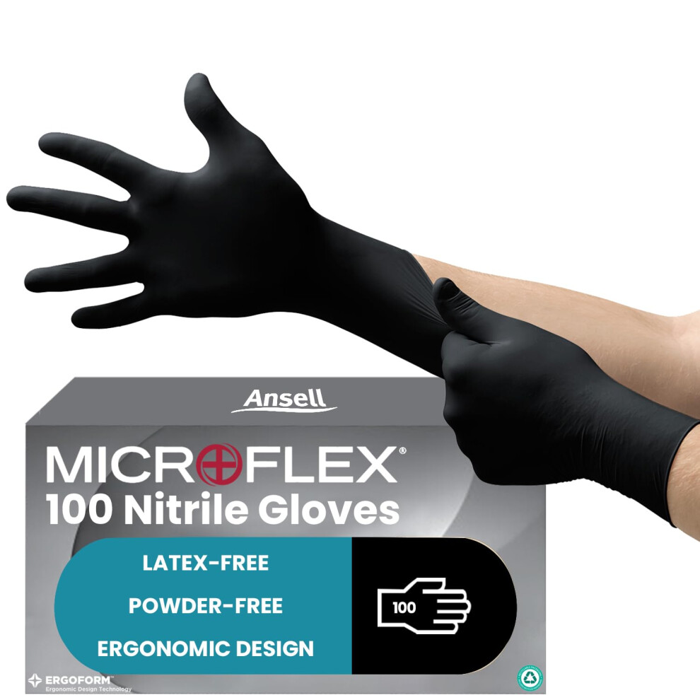 Ansell Microflex 93-852 Disposable Gloves In Nitrile, Latex And Powder-Free, Food Certified, Chemical And Mechanical Protection 5051226633034