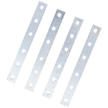 Merriway BH00222 (4 Pcs) Straight Zinc Plated Repair Plate Bracket Brace, 150 mm (6 inch) - Pack of 4 Pieces