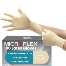 Ansell MicroFlex 63-864, Disposable Gloves with Textured Fingertips, Industrial Safe Latex Gloves, Powder Free Certified Food Gloves