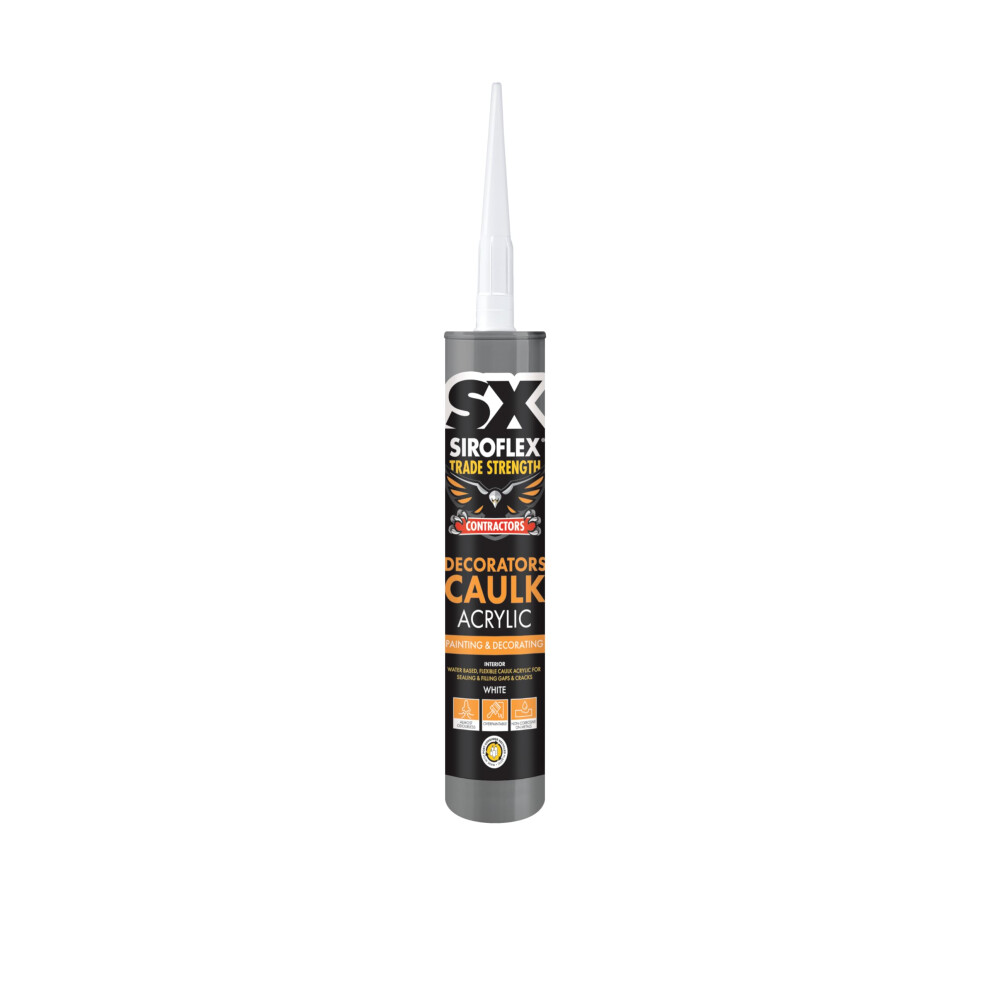 Sx Siroflex Decorators Caulk White Â Flexible Acrylic Sealant For Sealing And Filling Gaps And Cracks - Overpaintable Interior Application Â 300Ml 5051226587221