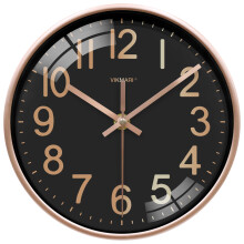 VIKMARI Small 8 Inch Black Gold Wall Clock, Silent Battery Powered Modern Clock for Home School Office Living Room Bedroom Bathroom