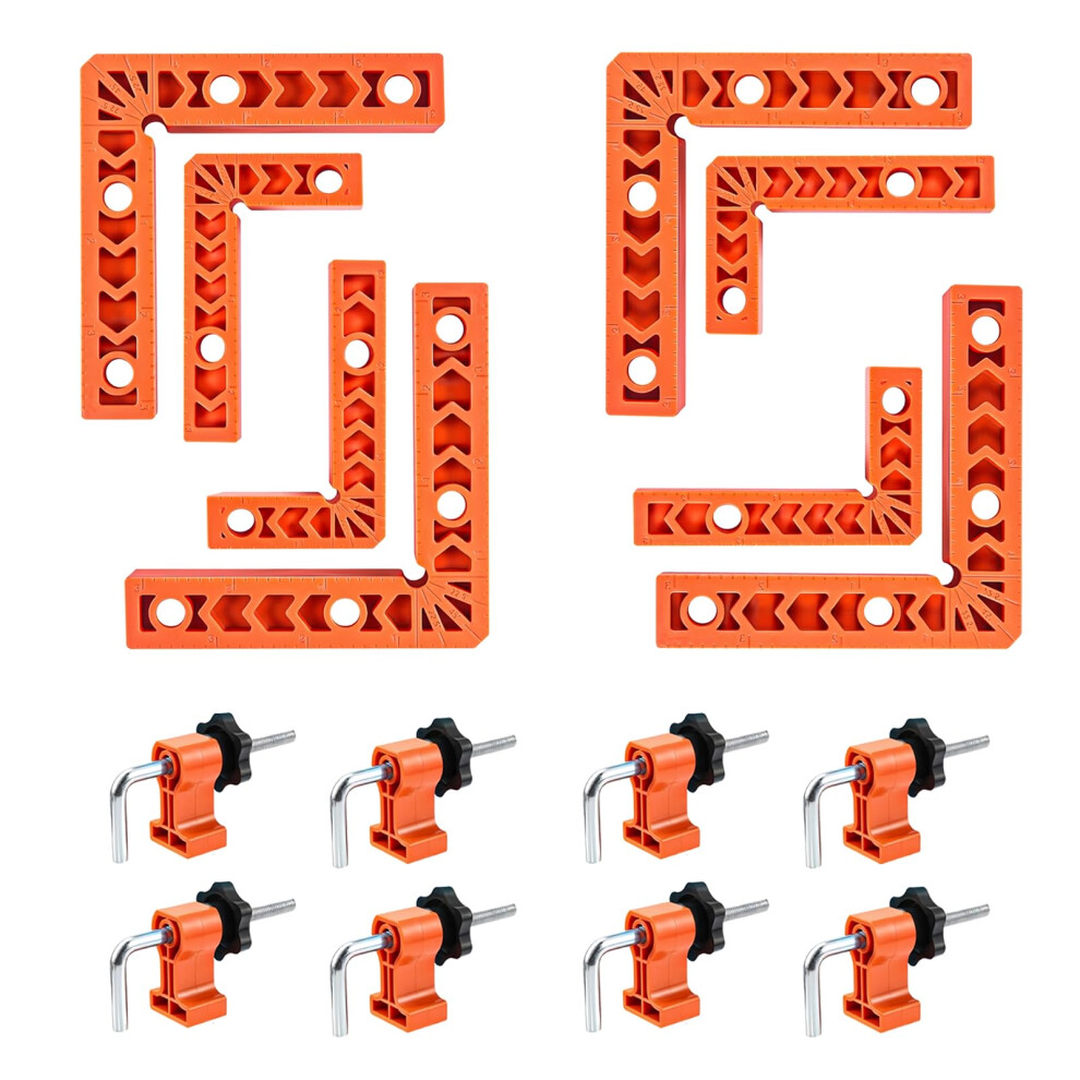 8 Pcs Corner Clamps For Woodwork, Right Angle Clamp 90 Degree Clamp Positioning Squares With 8 Clamps Woodworking Tool For Pictures Frames Cabinets 5051226560651