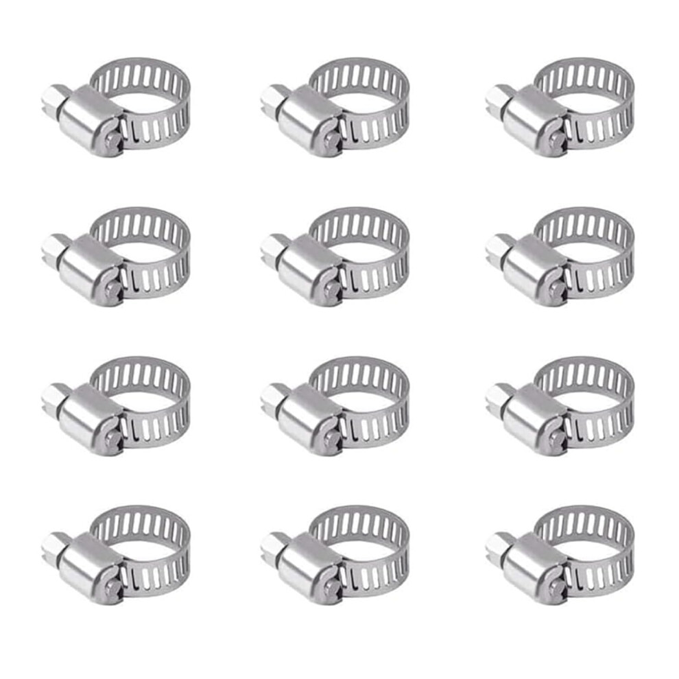 12Pcs 6-12Mm Hose Clips Jubilee Clips Adjustable 304 Stainless Steel Hose Clamps Worm Drive Pipes Hose Clamps Clips 5051226573002