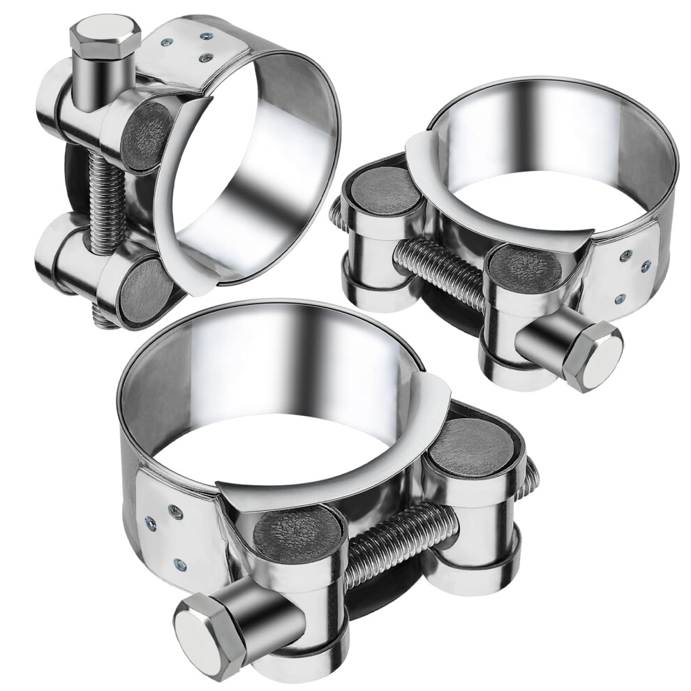 T Bolt Hose Clamps 48-51Mm Exhaust Pipe Clamp 3 Pieces Heavy Duty Tube Clamps 304 Stainless Steel Bolt Clip Band Width 22Mm For Exhaust Hose Water Pi 5008677889275
