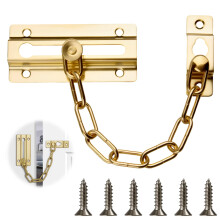 Lueden Door Chain Lock Heavy Duty Safety Chain Lock Polished Brass Internal Door Restrictor Security Latch Chain Lock Sliding Bolt for Front Door