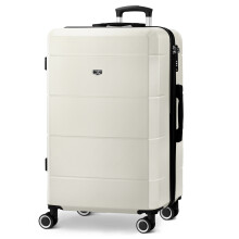 LUGG Jetset 28 Inch Large Suitcase Lightweight Hard Shell Luggage with TSA Lock Water-Resistant & ABS Spinner Suitcase, Ivory