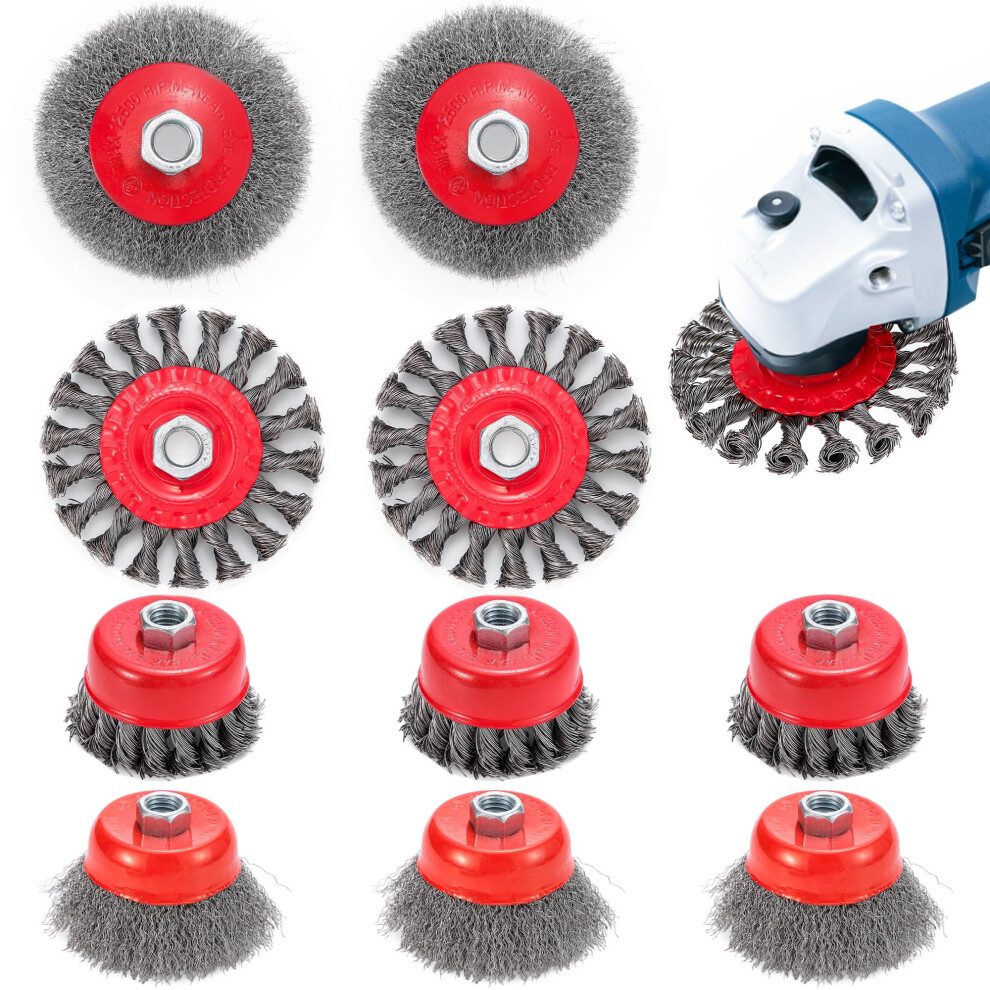 Idong 10Pcs Wire Brush For Angle Grinder, 75Mm And 100Mm Angle Grinder Cup Wire Brushs With M14 Thread, For Cleaning, Rust Removal And Grinding 5051226559013