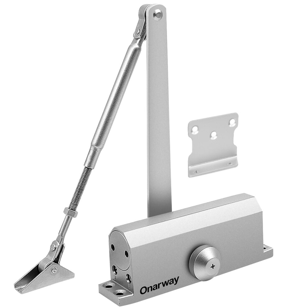 Onarway Automatic Door Closer Adjustable Spring Hydraulic Door Closure, Aluminum Alloy, Commercial Grade Or Home Use For Door Weights 43~58Kg, En1154 9471182374486