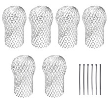 Graplan 6Pcs Aluminium Gutter Guards Mesh, Downpipe Leaf Guard with 6 Zip Ties, Expandable Drain Pipe Cover, Strainer Leaf Drain Pipe Cover Protectio