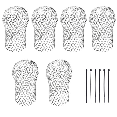 Graplan 6Pcs Aluminium Gutter Guards Mesh, Downpipe Leaf Guard with 6 Zip Ties, Expandable Drain Pipe Cover