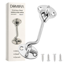 Domira Hook & Eye Latch - Heavy Duty Stainless Steel Door Lock | 3, 4, 6, 8 Inch | Gate Hook and Eye Latch for Doors, Sheds, Windows, Barns
