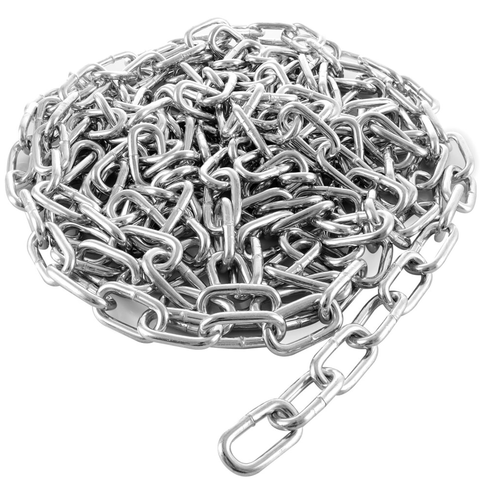Aselected 5M Heavy Duty Galvanized Stainless Steel Chain 5Mm Links, Gate Chain Lock For Outdoor Fences, Pet Cages, Horse Goat Cow Corral Supplies, Si 5008071516340