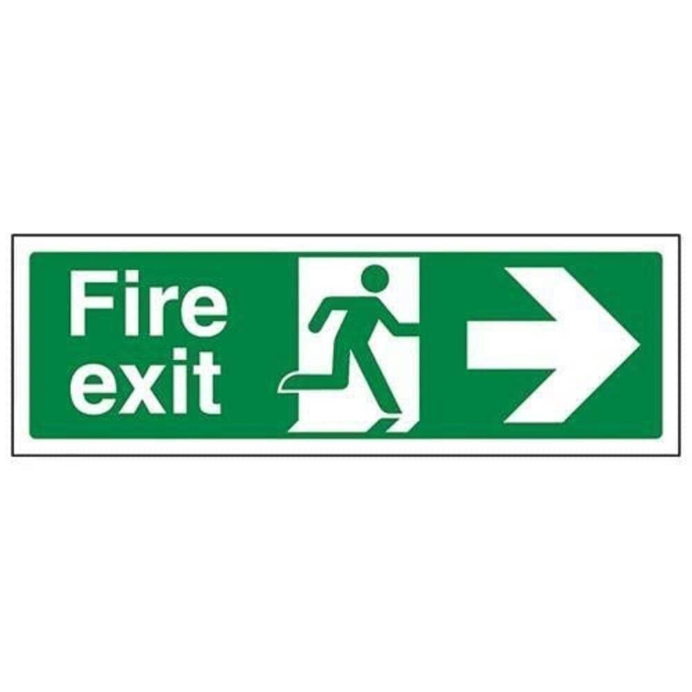 V Safety Fire Exit Arrow Right Sign - Landscape - 300Mm X 100Mm - 2Mm Rigid Plastic, 14004Ax-R2 5051226608360