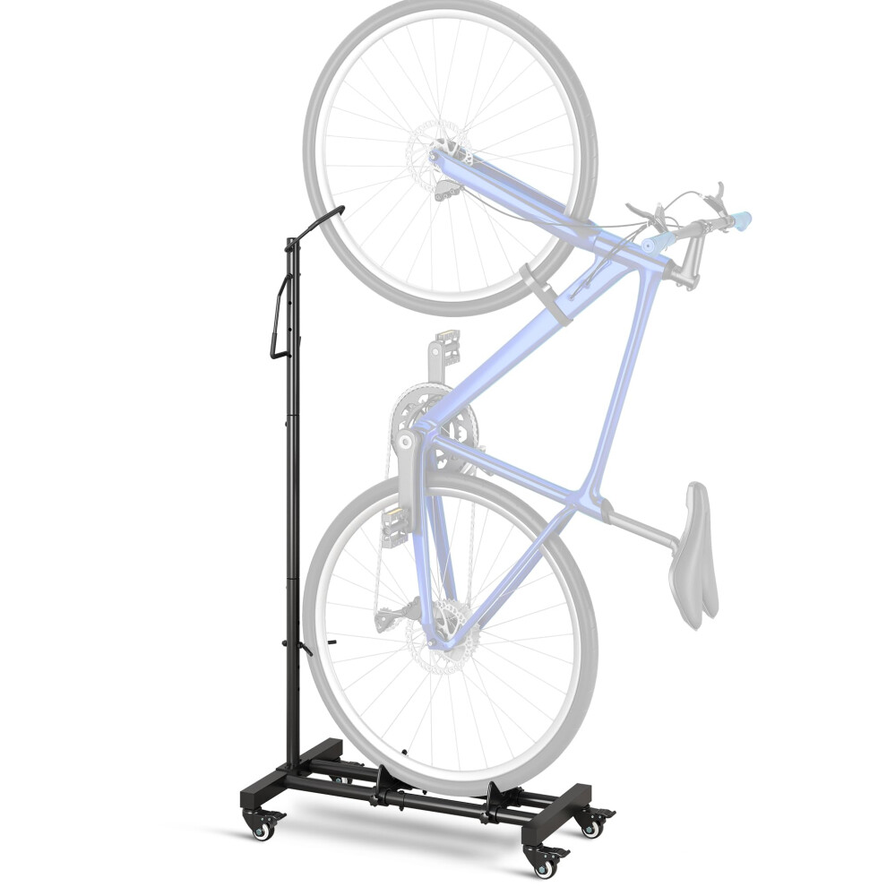 Sttoraboks Upright Bike Stand With Wheels, Vertical & Horizontal Bike Storage Rack For Apartment, Indoor Cycle Floor Rack For Mtb Road Bikes 5051226598487