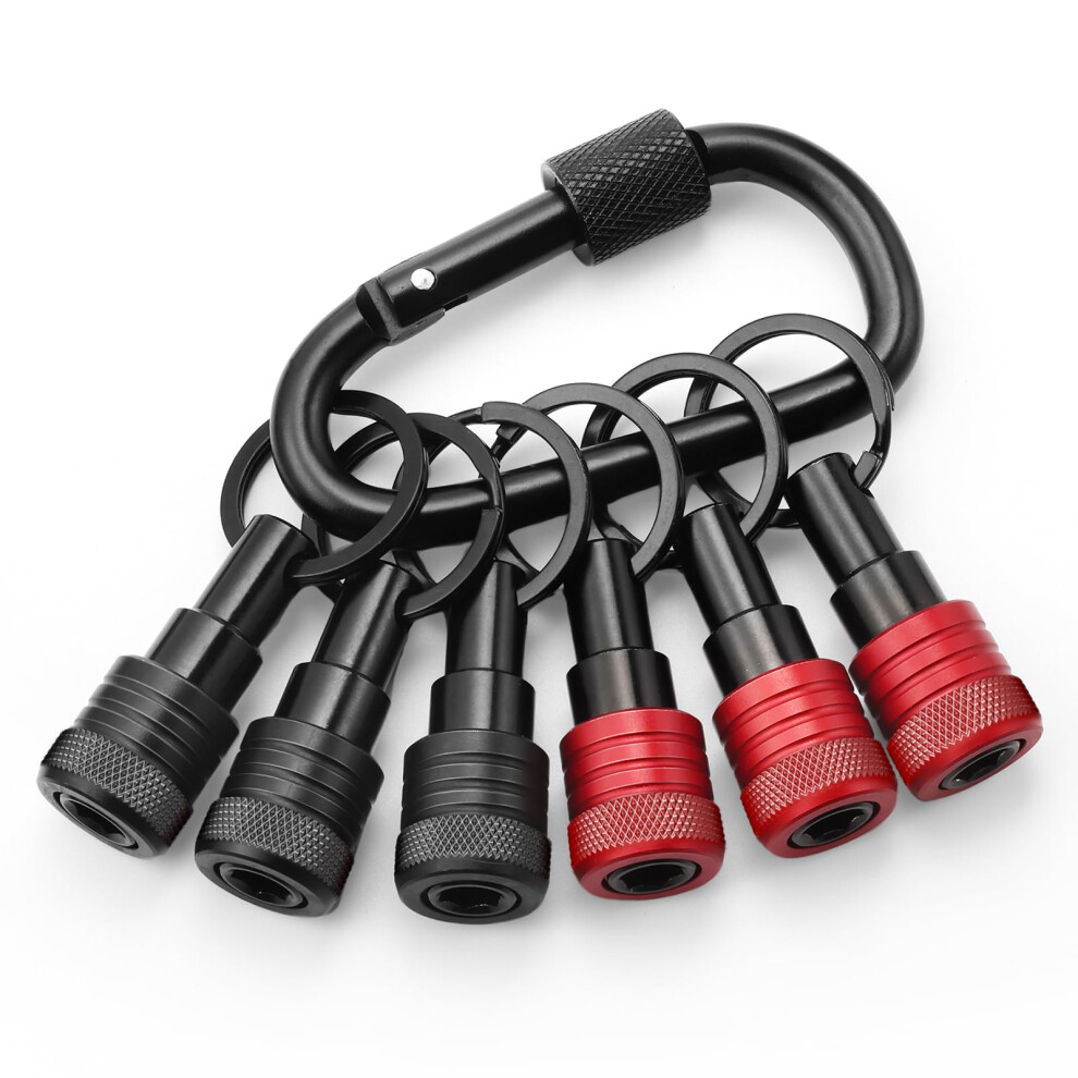 Drill Bit Holder Keychain 6Pc, 1/4 Hex Quick Release Drill Extension Bit Holder Tools With Handly Carabiner 5051226568305