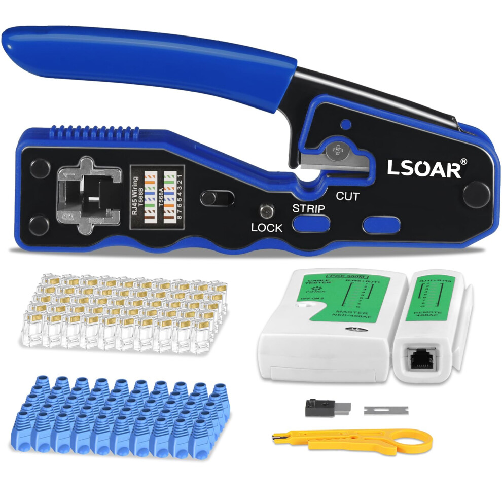 Lsoar Rj45 Crimp Tool Kit Pass Through Rj45 Crimper, Ethernet Crimping Tool 5051226600913