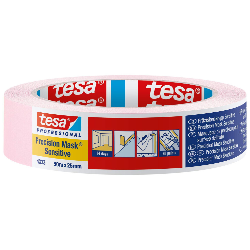 Tesa Uk 43330001801 Precision Sensitive, Razor Sharp Edge And Low Tack Masking Tape For Indoor Painting And Decorating, Residue Free Removal 5051226564239