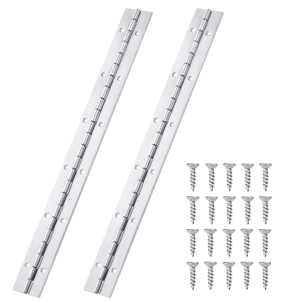 Grvich 2 Pcs 12 Inch Continuous & Piano Hinges With 24Pcs Screws, Stainless Steel Continuous Hinge With Holes 5051226599033