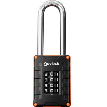 NOVLOCK 2.76" (7 cm) Long Shackle Combination Padlock – Extra Long, Hardened Steel – 4-Digit Code Lock for Lockers, Cabinets, Storage, Fences