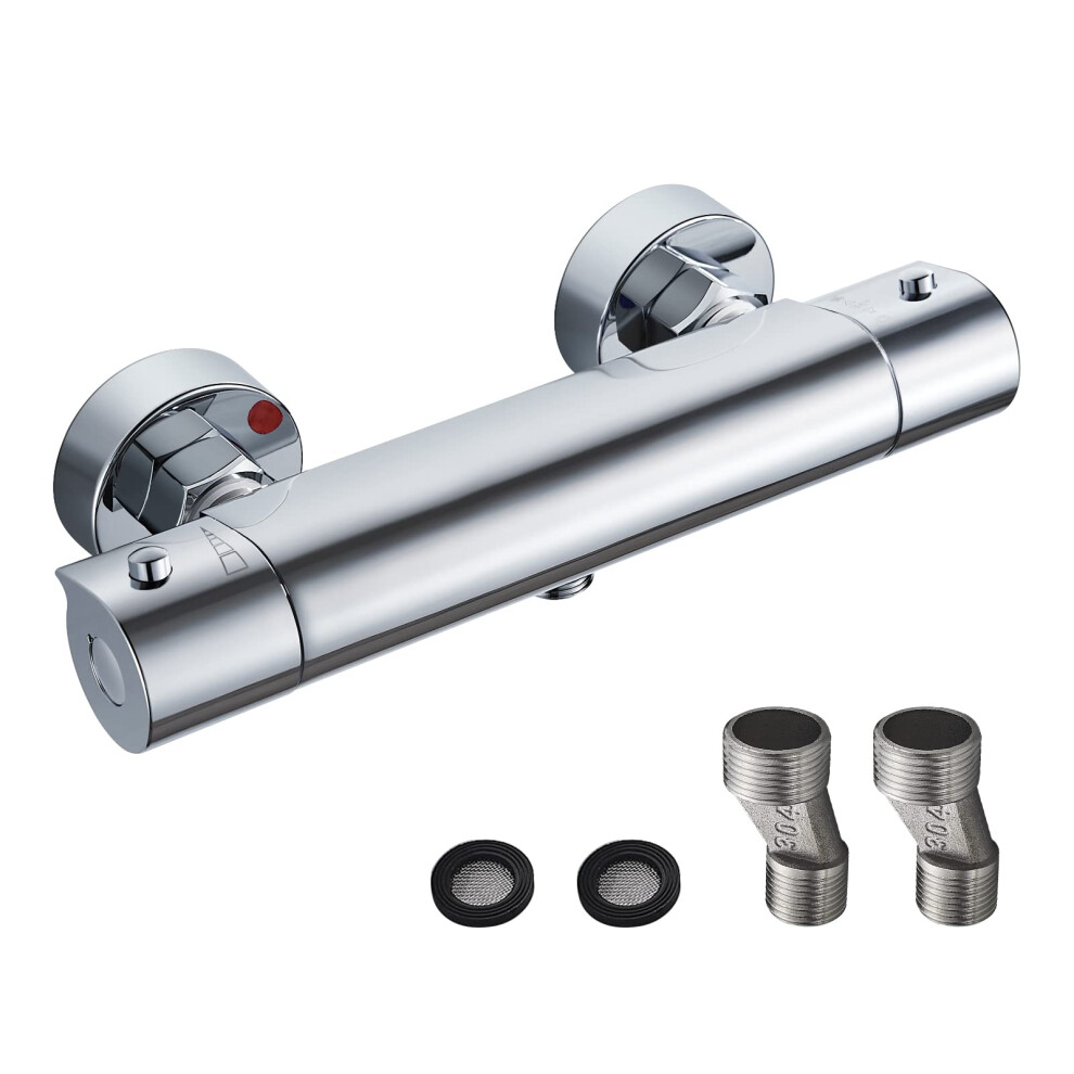 Thermostatic Shower Mixer Bar, Wall Mounted Thermostatic Shower Mixer Valve 38C Anti Scald, Exposed Shower Mixer Tap 5051226600463