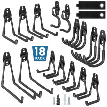 BONTEC 18 Pack Heavy Duty Black Garage Storage Hook, Steel Wall Mount with Anti-Slip Coating, Holds 211kg Brick 502kg Drywall