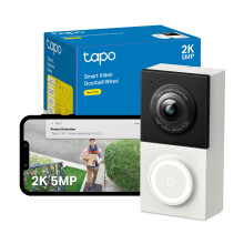 Tapo D130 2K 5MP Doorbell Camera Wired, AI Detection,180 Head-to-Toe View, Video Doorbell, No Monthly Fee, 2 Way Audio, IP65 Colour Night View