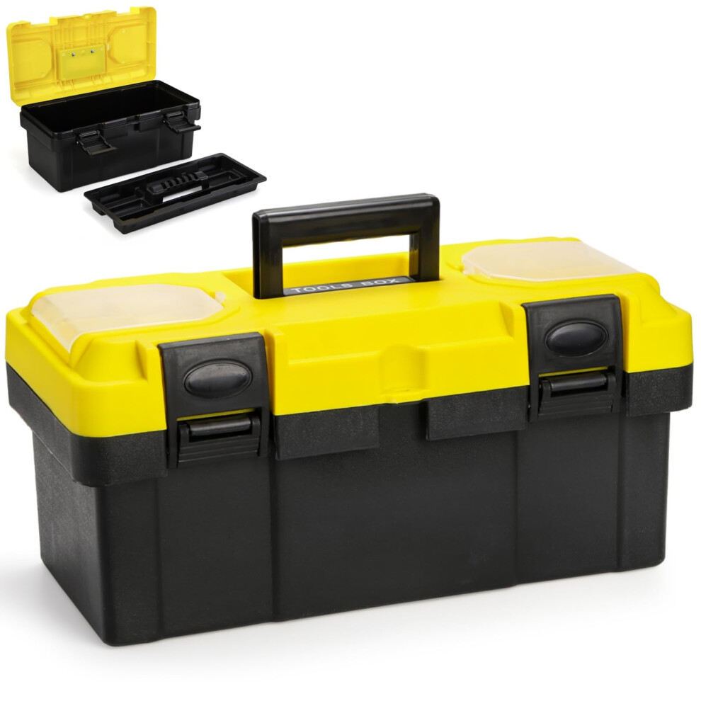 Cididu 16 Inch Plastic Tool Box With Handle, Portable Toolbox With Removable Tray And Lockable Design 5051226565687