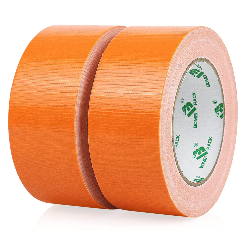 Bomei Pack 2 Packs Orange Duct Tape 230Mic Thickness Reinforced Cloth Gaffer Tape 48Mm X 30Y Waterproof For Pipeline Ducts Fixing Repairing,Heavy 5051226567056