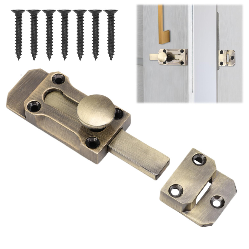 Barrel Slide Door Bolts 3 Inch Brass Door Bolt Heavy Duty Door Locks Internal Antique Zinc Alloy Security Latch Lock With Screws For Securing 5051226601835