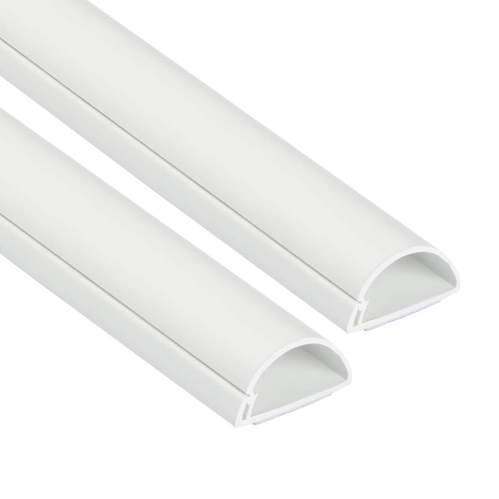 D-Line 30X15mm Cable Trunking 2M Pack, Half Round Profile, Self-Adhesive Wire Cover, Paintable Cable Management - 2X 30Mm (W) X 15Mm 5051226563737