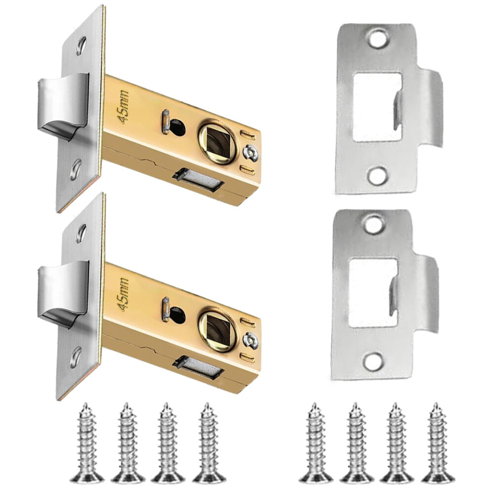 2 Set 45Mm Tubular Latch,Internal Door Lock Mortice Latch Mute Door Sprung Latch Tubular Mortice Latch For Internal Doors Sprung Lever Door Handles 5051226564734