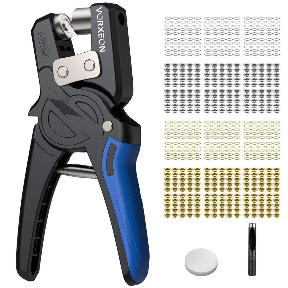 Vorxeon Eyelet Punch Kit With 300Pcs 10Mm Grommets Ratcheting Pliers Grommet Kit With Leather Hole Punch Suitable For Leather,Advertising Banners 5051226567735