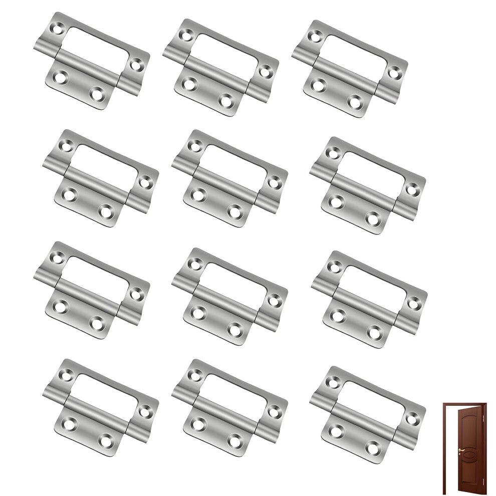 12 Pcs Flush Hinges, 2 Inch Cupboard Hinges For Doors, Cabinets, Dressers, Wardrobes 5051226567667